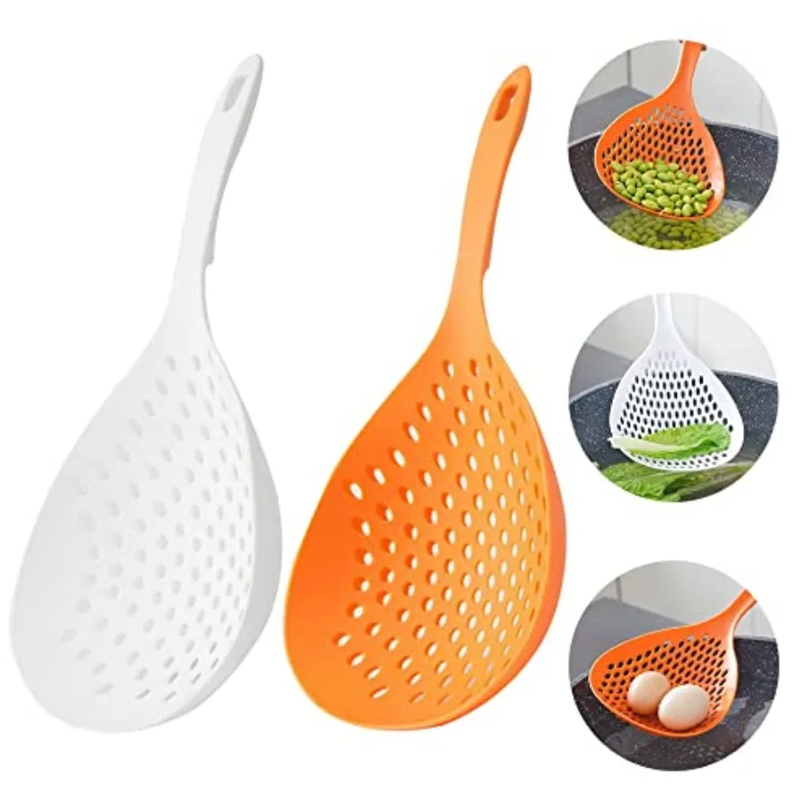 2 Pieces Strainer Scoop Colander Slotted Pasta Spoon Plastic Skimmer Spoon with Handle Food Drain Shovel for Kitchen Cooking, W
2 Pieces Strainer Scoop Colander Slotted Pasta Spoon Plastic Skimmer Spoon with Handle Food Drain Shovel for Kitchen Cooking, W