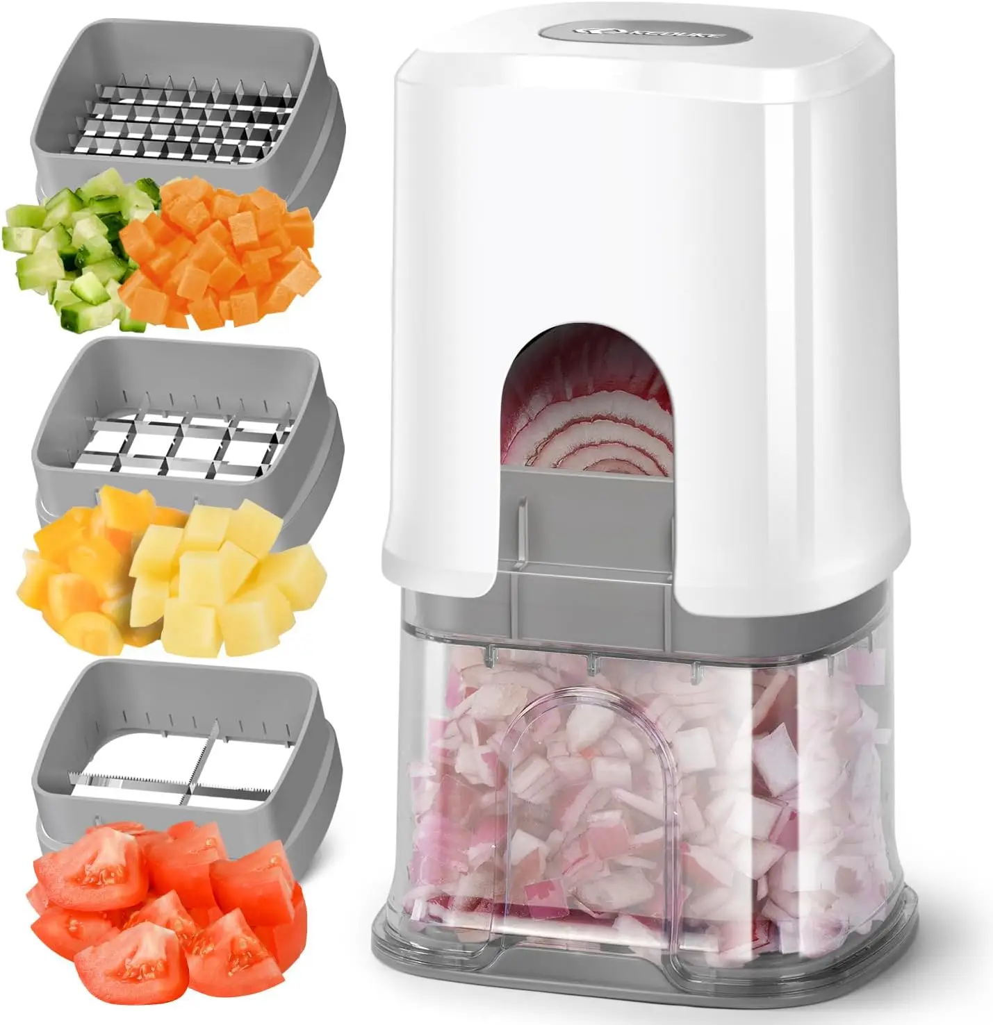 Multifunctional Vegetable Chopper, 3 Interchangeable Blades for French Fries, Onion Dicing, and More, Compact Storage Box
Multifunctional Vegetable Chopper, 3 Interchangeable Blades for French Fries, Onion Dicing, and More, Compact Storage Box