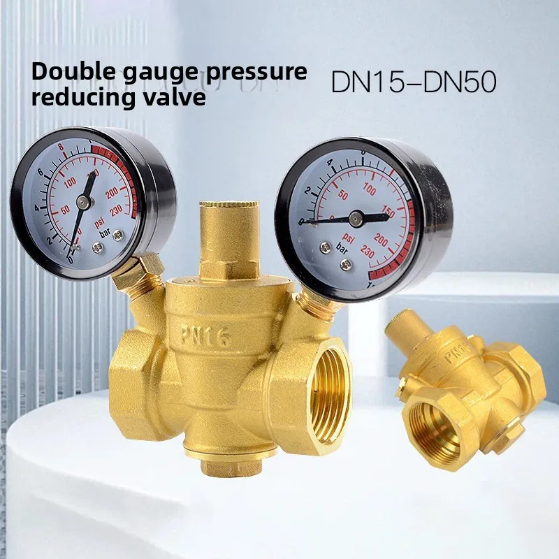 Two Gauge Adjustable Water Reducing Valve Female Thread Brass Pressure Gauge Regulator Valves
Two Gauge Adjustable Water Reducing Valve Female Thread Brass Pressure Gauge Regulator Valves