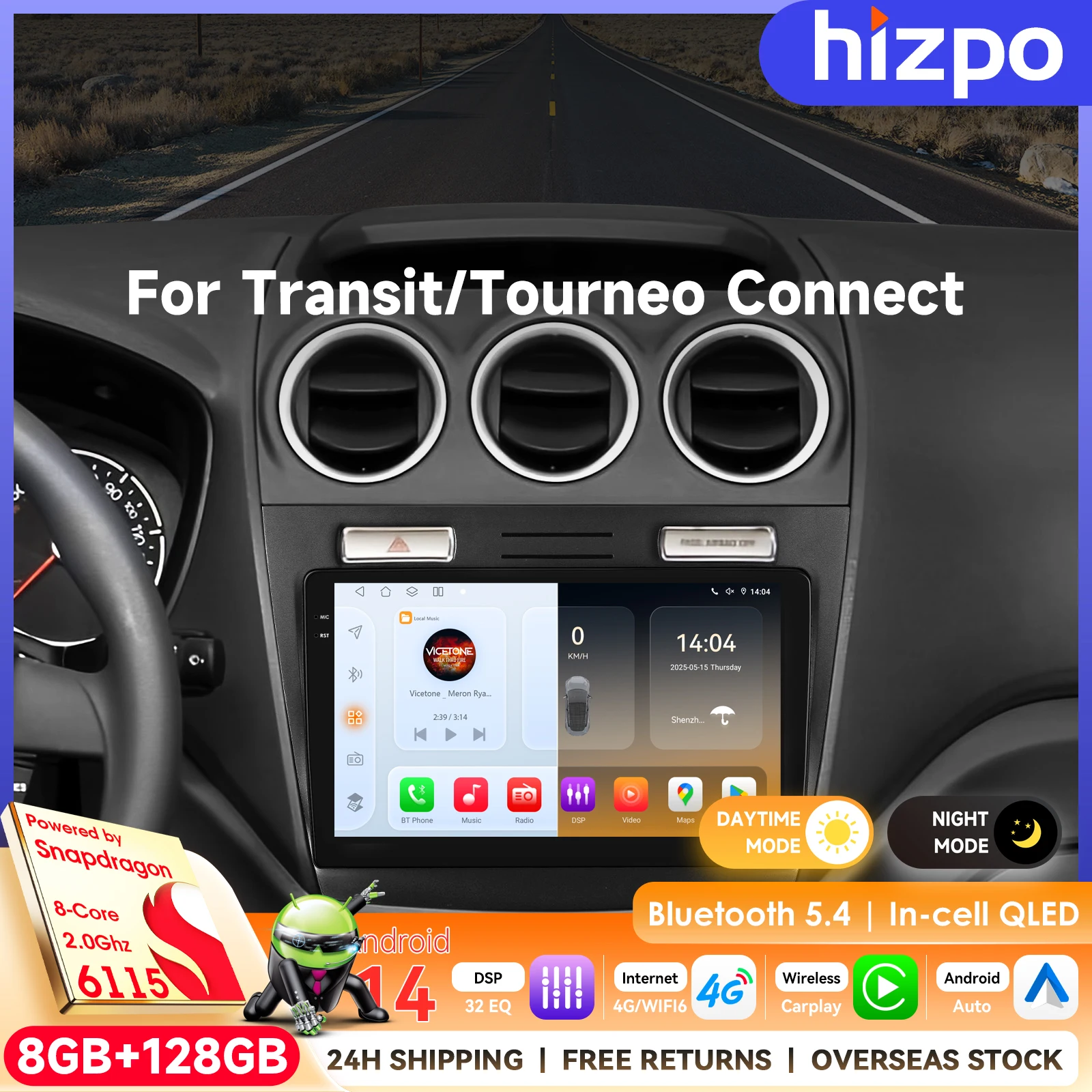 Hizpo 10.1" Head Unit Carplay For Ford Transit/Tourneo Connect 2005-2010(EU Version) 2010-2014 (US Version) Multimedia Car Radio
Hizpo 10.1" Head Unit Carplay For Ford Transit/Tourneo Connect 2005-2010(EU Version) 2010-2014 (US Version) Multimedia Car Radio