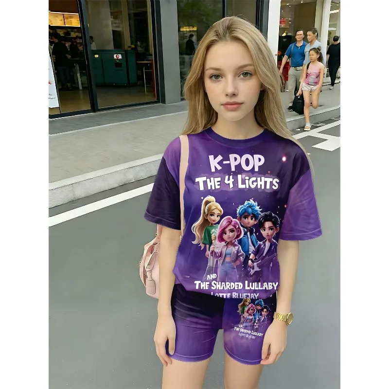 K-Pop The 4 Lights Band Print Casual 2PCS Set T-shirt and Shorts, Suitable for Fans' Birthday Gifts Comfortable Casual Set
K-Pop The 4 Lights Band Print Casual 2PCS Set T-shirt and Shorts, Suitable for Fans' Birthday Gifts Comfortable Casual Set
