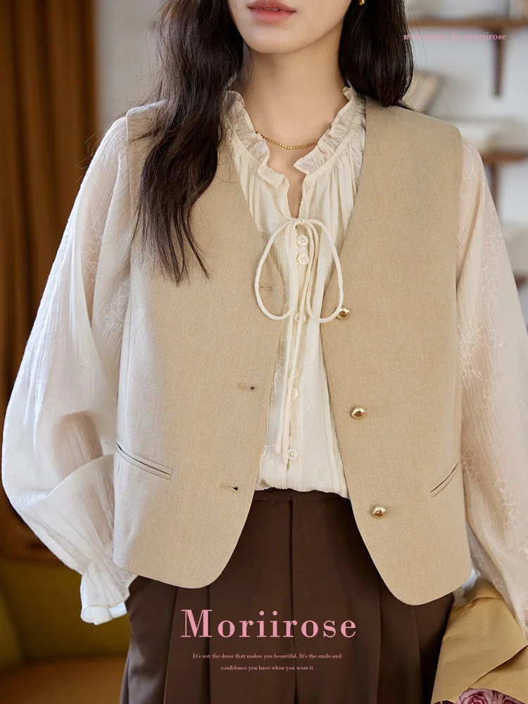 Moriirose ort V-Ne Cardigan Vest Women's Faion Autumn Layering Suit Jaet Golden Button Front Open Sle Polyester Blend
Moriirose ort V-Ne Cardigan Vest Women's Faion Autumn Layering Suit Jaet Golden Button Front Open Sle Polyester Blend