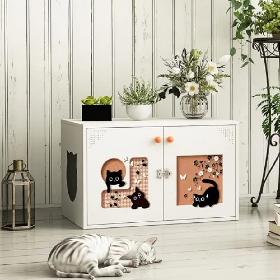 Cat Litter Box Enclosure, Metal Hidden Litter Box Furniture Decorative Cat Cabinet with Removable Divider, Side End Table with
Cat Litter Box Enclosure, Metal Hidden Litter Box Furniture Decorative Cat Cabinet with Removable Divider, Side End Table with