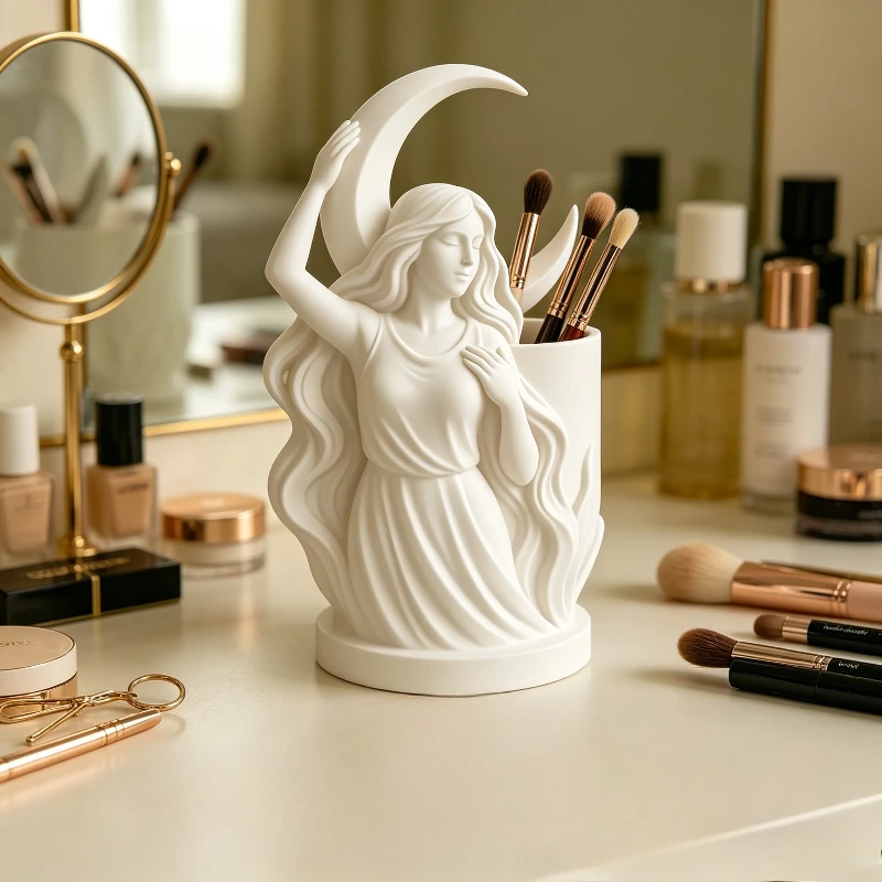 Elegant Moon & Girl Desktop Organizer, Night Aesthetic Storage for Makeup & Stationery, Home Office Decor Gift
Elegant Moon & Girl Desktop Organizer, Night Aesthetic Storage for Makeup & Stationery, Home Office Decor Gift