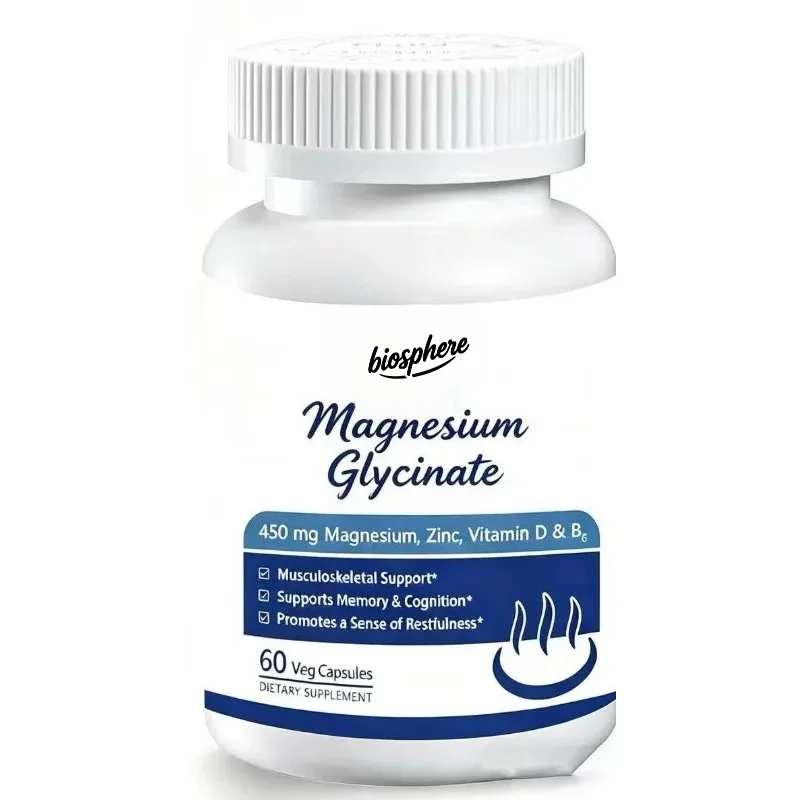 Magnesium glycinate, used for musculoskeletal health, gluten free, non GMO, 60 capsules vegetarian
Magnesium glycinate, used for musculoskeletal health, gluten free, non GMO, 60 capsules vegetarian