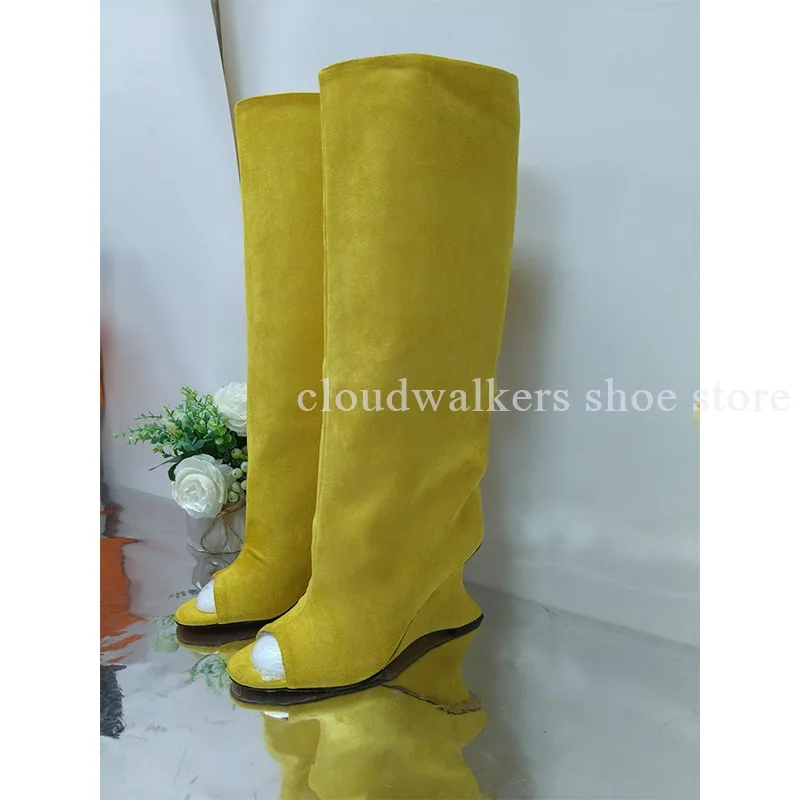 New Peep Toe Suede Strange Heel Knee-High Boots Modern Girl Street Fashion Boots Niche Design Concise Slip On Leisure Walk Boots
New Peep Toe Suede Strange Heel Knee-High Boots Modern Girl Street Fashion Boots Niche Design Concise Slip On Leisure Walk Boots