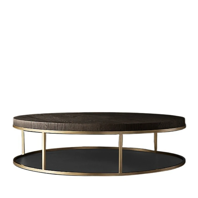 American retro metal solid wood round coffee table, Italian light luxury oak round tea table
American retro metal solid wood round coffee table, Italian light luxury oak round tea table