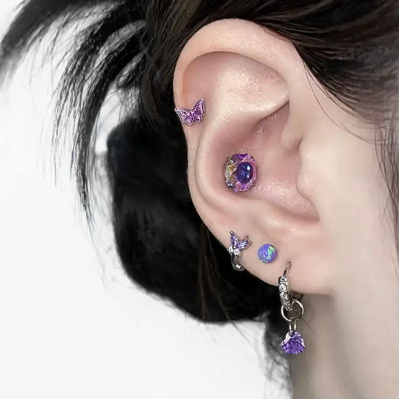 Hypoallergenic Titanium Steel Purple Zircon Stud Earrings for Women Butterfly Exquisite Colorfast Piercing Earrings Jewelry Gift
Hypoallergenic Titanium Steel Purple Zircon Stud Earrings for Women Butterfly Exquisite Colorfast Piercing Earrings Jewelry Gift