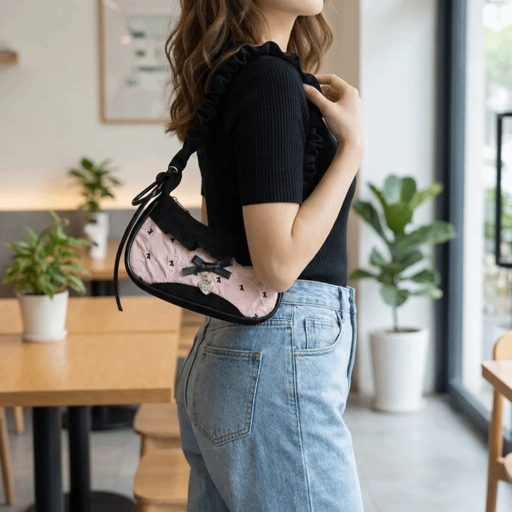 Vintage Korean Style Bow Shoulder Bag Leisure Pink Underarm Handbag Drawstring Adjustable Shoulder Strap Crossbody Bag Gifts
Vintage Korean Style Bow Shoulder Bag Leisure Pink Underarm Handbag Drawstring Adjustable Shoulder Strap Crossbody Bag Gifts