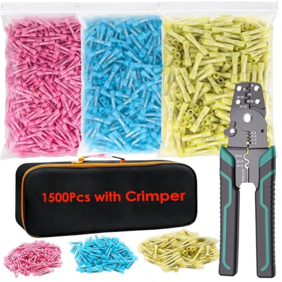 Heat Shrink Butt Connectors Kit 22-16/16-14/12-10AWG Waterproof Electrical Butt Wire Crimp Connectors for Automotive Boat Stere
Heat Shrink Butt Connectors Kit 22-16/16-14/12-10AWG Waterproof Electrical Butt Wire Crimp Connectors for Automotive Boat Stere