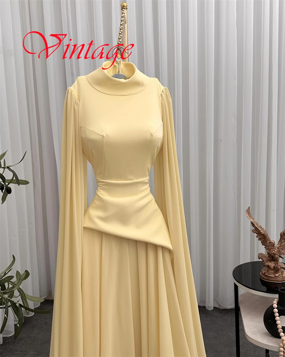 Customized Temperament Yellow Chiffon Evening Dress Exquisite High Neckline Ribbon Sleeveless Zipper Back Special Occasion Gowns
Customized Temperament Yellow Chiffon Evening Dress Exquisite High Neckline Ribbon Sleeveless Zipper Back Special Occasion Gowns