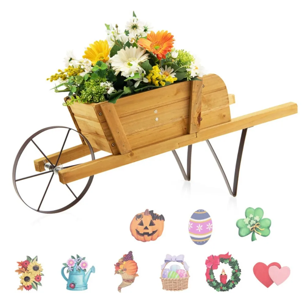 2 In 1 Wheelbarrow Planter,Wooden Wagon Planter with 9 Magnetic Accessories for Garden Yard,Garden Carts
2 In 1 Wheelbarrow Planter,Wooden Wagon Planter with 9 Magnetic Accessories for Garden Yard,Garden Carts