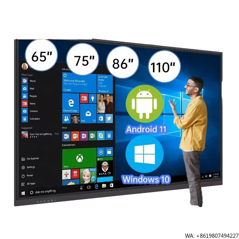 55/65/75/86/100 Inch Touch Screen Interactive Board LCD Display Meeting Room Education Classroom Smart Interactive Whiteboard
55/65/75/86/100 Inch Touch Screen Interactive Board LCD Display Meeting Room Education Classroom Smart Interactive Whiteboard
