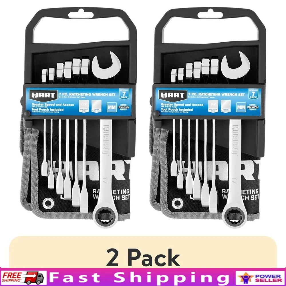 7-Piece Ratcheting Wrench Set with Tool Pouch Chrome Vanadium Steel Durable 72 Tooth Design 5º Swing Arc Auto Mechanic Tools 
7-Piece Ratcheting Wrench Set with Tool Pouch Chrome Vanadium Steel Durable 72 Tooth Design 5º Swing Arc Auto Mechanic Tools