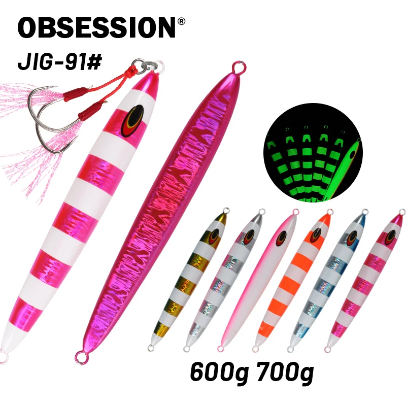 OBSESSION J91 600g 700g Big Weight Sea Boat Fishing Metal Jig Lure Saltwater Sinking Jigging Lure Luminous Laser Coating Jigbait
OBSESSION J91 600g 700g Big Weight Sea Boat Fishing Metal Jig Lure Saltwater Sinking Jigging Lure Luminous Laser Coating Jigbait