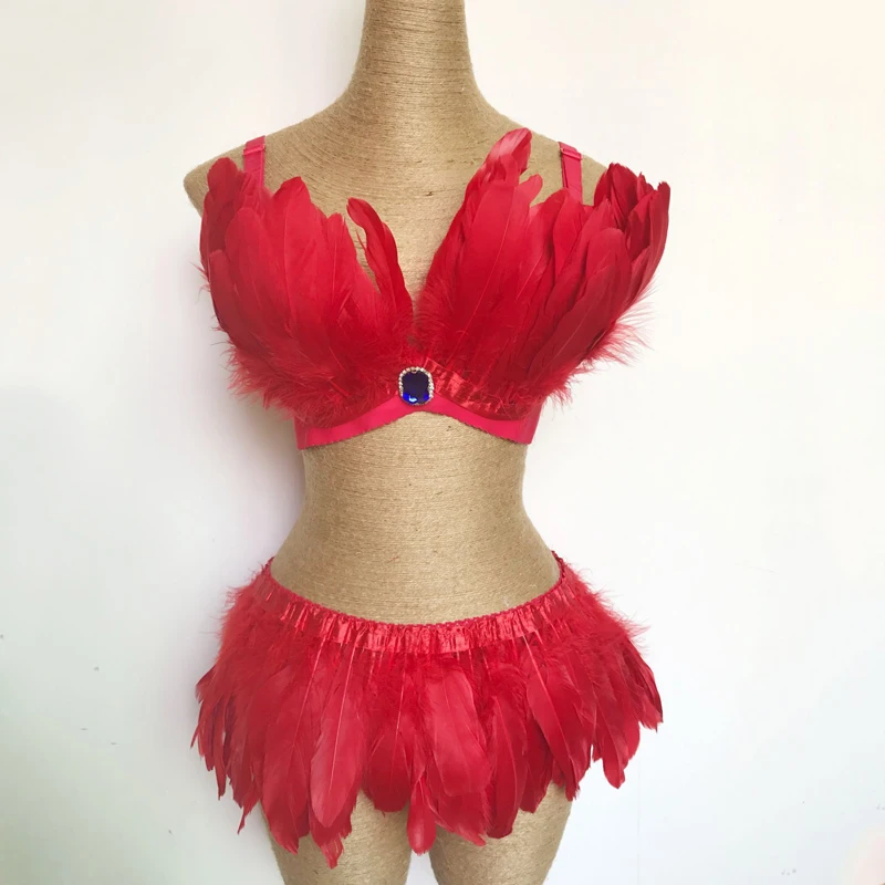 New Red Feather Bikini Suit Costumes Nightclub Bar Sexy Performance Rave Wear Women Singer DJ Lead Dance Clothes Stage Outfit
New Red Feather Bikini Suit Costumes Nightclub Bar Sexy Performance Rave Wear Women Singer DJ Lead Dance Clothes Stage Outfit