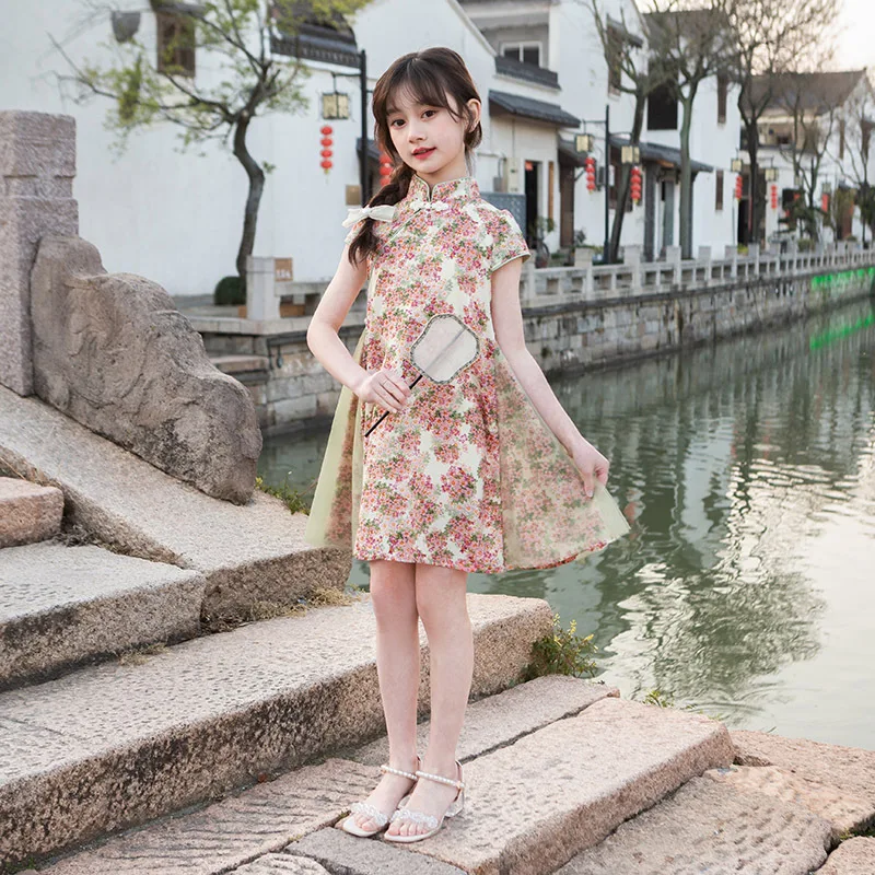 Girls Dresses Summer 2023 New Chinese Style Children Clothes Cheongsam Teenager Girl Flower Princess Dress
Girls Dresses Summer 2023 New Chinese Style Children Clothes Cheongsam Teenager Girl Flower Princess Dress