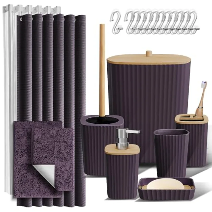 Bathroom Accessories Set - Bathroom Set, Bathroom Sets with Shower Curtain and Rugs, Shower Curtain Set with Trash Can - - 22PC
Bathroom Accessories Set - Bathroom Set, Bathroom Sets with Shower Curtain and Rugs, Shower Curtain Set with Trash Can - - 22PC