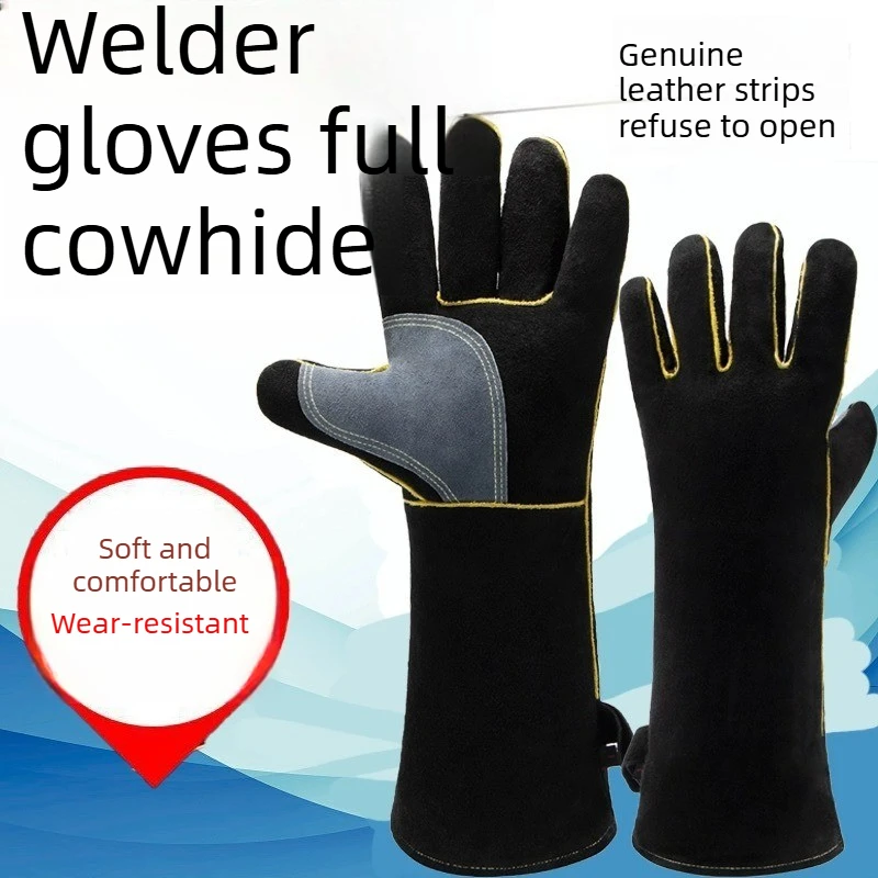 BBQ gloves Cowhide heat insulation welder Long labor insurance welding welder protective gloves Welding gloves
BBQ gloves Cowhide heat insulation welder Long labor insurance welding welder protective gloves Welding gloves