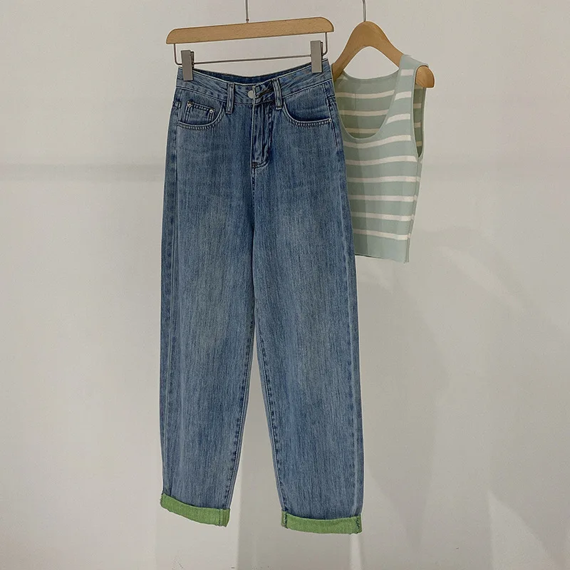 Green Bottom Stitching Thin Soft Jeans Women's 2022 Spring Autumn New High Waist Slim Harem Trousers Good Quality Pants Female
Green Bottom Stitching Thin Soft Jeans Women's 2022 Spring Autumn New High Waist Slim Harem Trousers Good Quality Pants Female