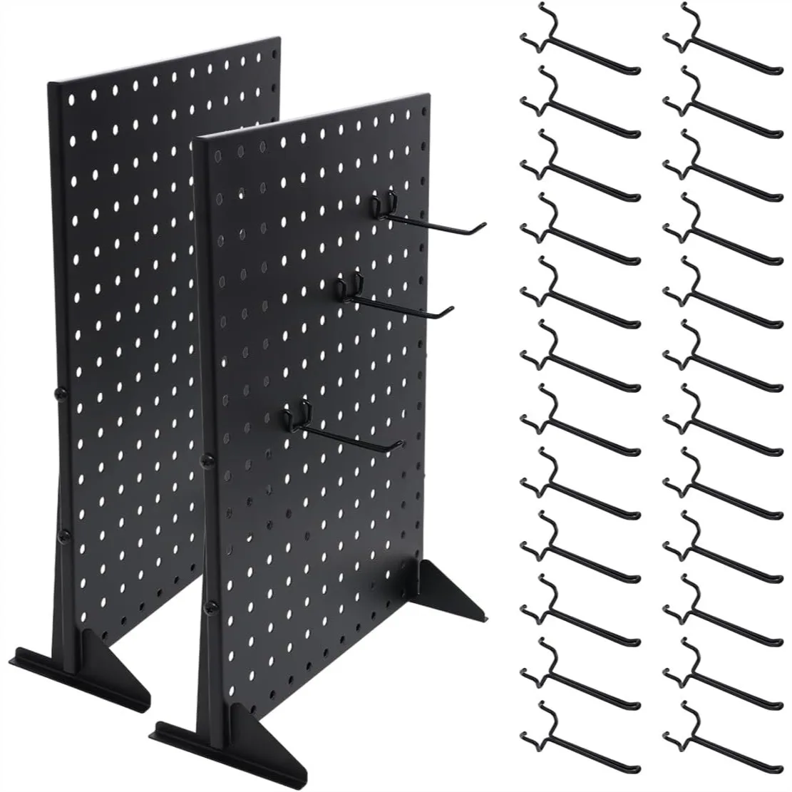 Metal Pegboard Display Stand with 24 Peg Hooks for Craft Shows, Black Jewelry Retail Display Rack for Earrings, 16x12 Inch
Metal Pegboard Display Stand with 24 Peg Hooks for Craft Shows, Black Jewelry Retail Display Rack for Earrings, 16x12 Inch