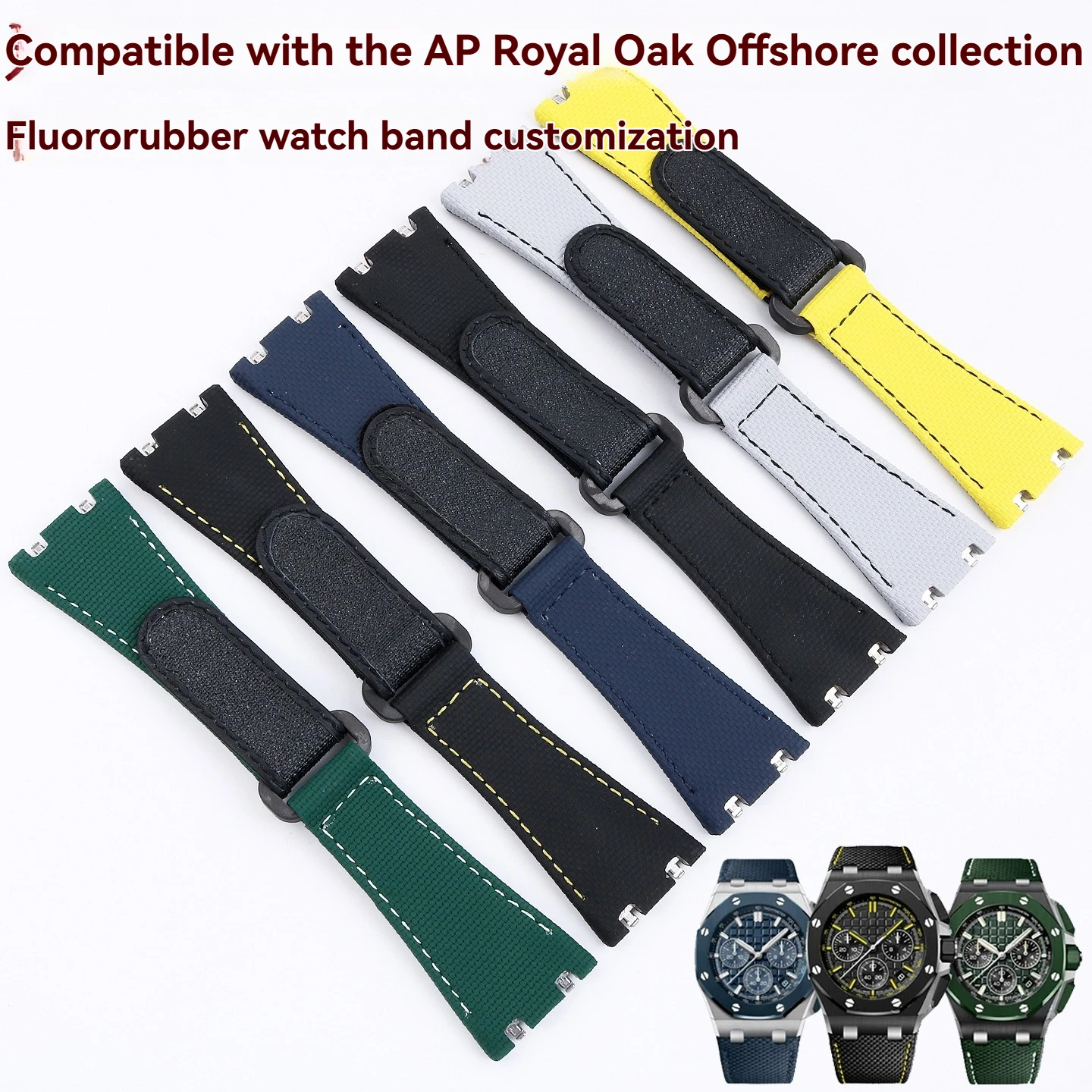 Custom rubber-and-metal quick-release strap for the Audemars Piguet Royal Oak Offshore 26420, designed to fit the original model
Custom rubber-and-metal quick-release strap for the Audemars Piguet Royal Oak Offshore 26420, designed to fit the original model
