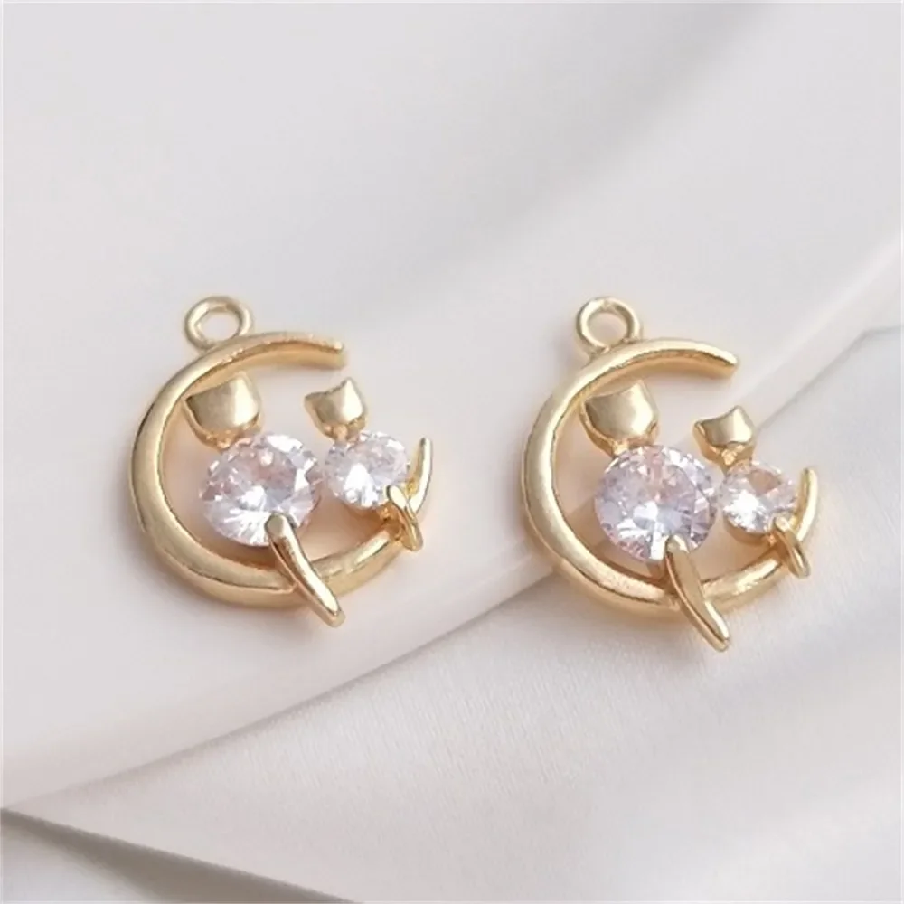 14K Gold Filled Moon Pendant Zircon Cat Pendant Handmade DIY Bracelet Earrings Jewelry Charm Accessories K158
14K Gold Filled Moon Pendant Zircon Cat Pendant Handmade DIY Bracelet Earrings Jewelry Charm Accessories K158