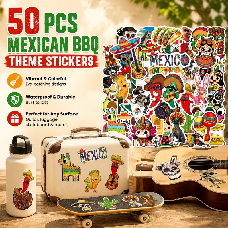 50Pcs Mexican Barbecue Themed Stickers Creative Graffiti Decals Waterproof Ornamental Prints for Travel Suitcase Guitar
50Pcs Mexican Barbecue Themed Stickers Creative Graffiti Decals Waterproof Ornamental Prints for Travel Suitcase Guitar