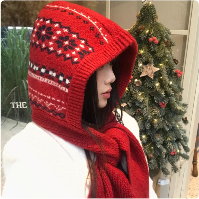 New Ethnic Style Jacquard Balaclava Hat Women's Winter Outdoor Warm Hooded Neck Guard Integrated Lace-up Pullover Knitting Cap
New Ethnic Style Jacquard Balaclava Hat Women's Winter Outdoor Warm Hooded Neck Guard Integrated Lace-up Pullover Knitting Cap