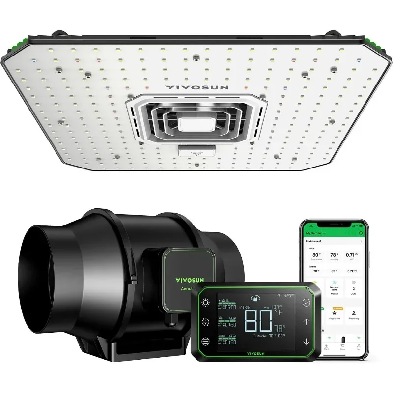 Smart Grow System with AeroLight A100 100W LED Grow Light with Circulation Fan, AeroZesh S6 6-inch 405CFM Inline Duct Fan
Smart Grow System with AeroLight A100 100W LED Grow Light with Circulation Fan, AeroZesh S6 6-inch 405CFM Inline Duct Fan