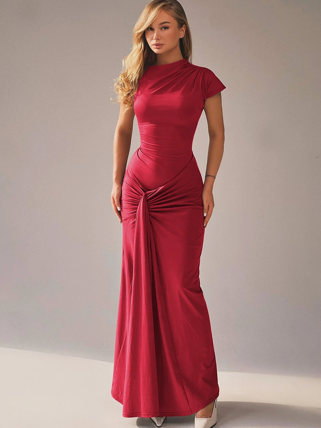 Skew Collar Short Sleeves Lace Up Ruched Tight Maxi Dress Solid Elegant Bodycon Outfit Party Club Streetwear Spring
Skew Collar Short Sleeves Lace Up Ruched Tight Maxi Dress Solid Elegant Bodycon Outfit Party Club Streetwear Spring