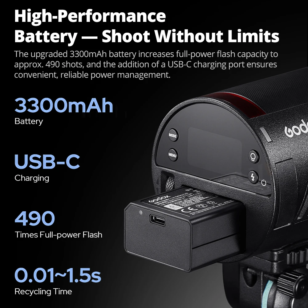 GODOX AD100PROII HSS TTL Pocket Flash Full-Power Flashes HD Screen 16Color Indicator Light Speedlite Optional XT2/XPro/XProII/X3
GODOX AD100PROII HSS TTL Pocket Flash Full-Power Flashes HD Screen 16Color Indicator Light Speedlite Optional XT2/XPro/XProII/X3