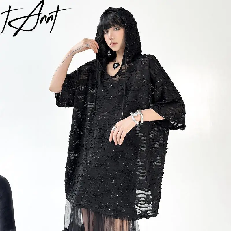 Tannt Women T Shirt Asymmetry Hollow Out Hooded Long Tshirt Tops Irregular Fashion Loose Casual Summer Women Tshirts 2025 New
Tannt Women T Shirt Asymmetry Hollow Out Hooded Long Tshirt Tops Irregular Fashion Loose Casual Summer Women Tshirts 2025 New