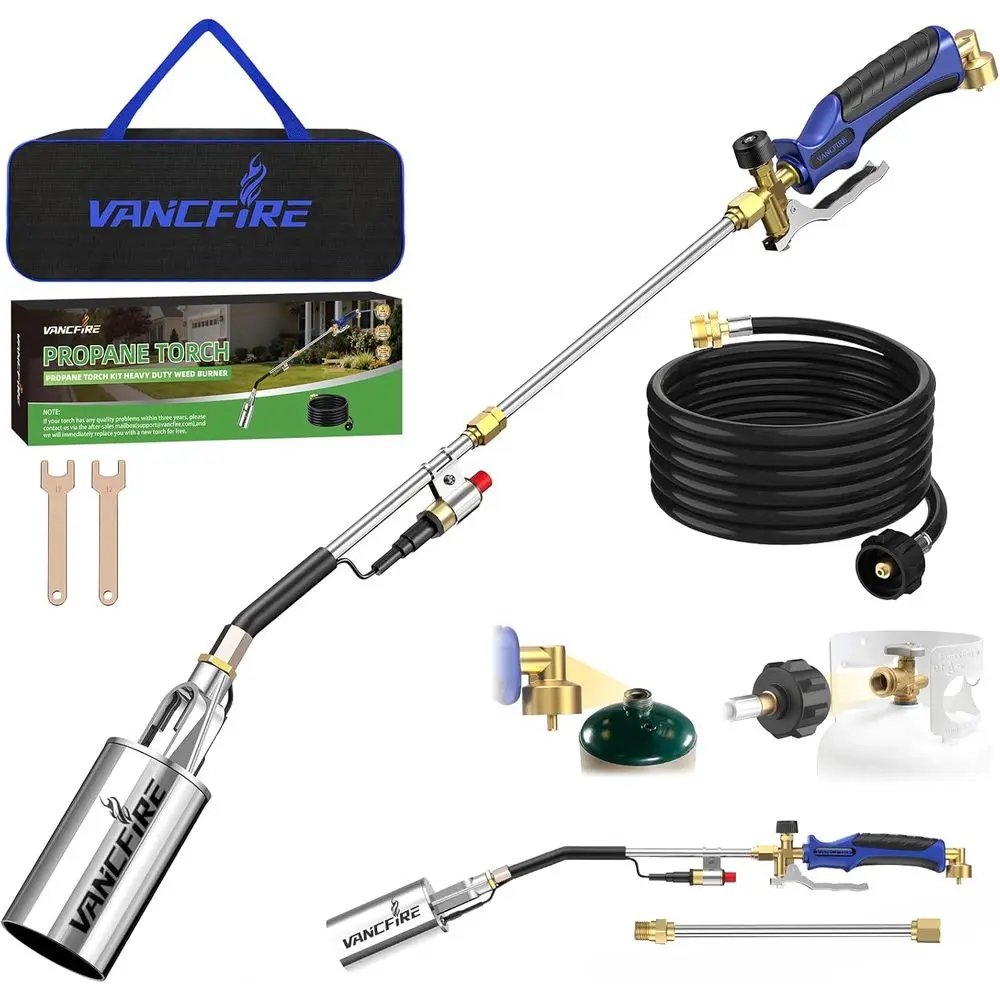 High Output Propane Torch Kit with Storage Bag, 35.4 Torch, Adjustable Nozzle, 12.5T Hose for Weeding, Asphalt & Ice Melting
High Output Propane Torch Kit with Storage Bag, 35.4 Torch, Adjustable Nozzle, 12.5T Hose for Weeding, Asphalt & Ice Melting