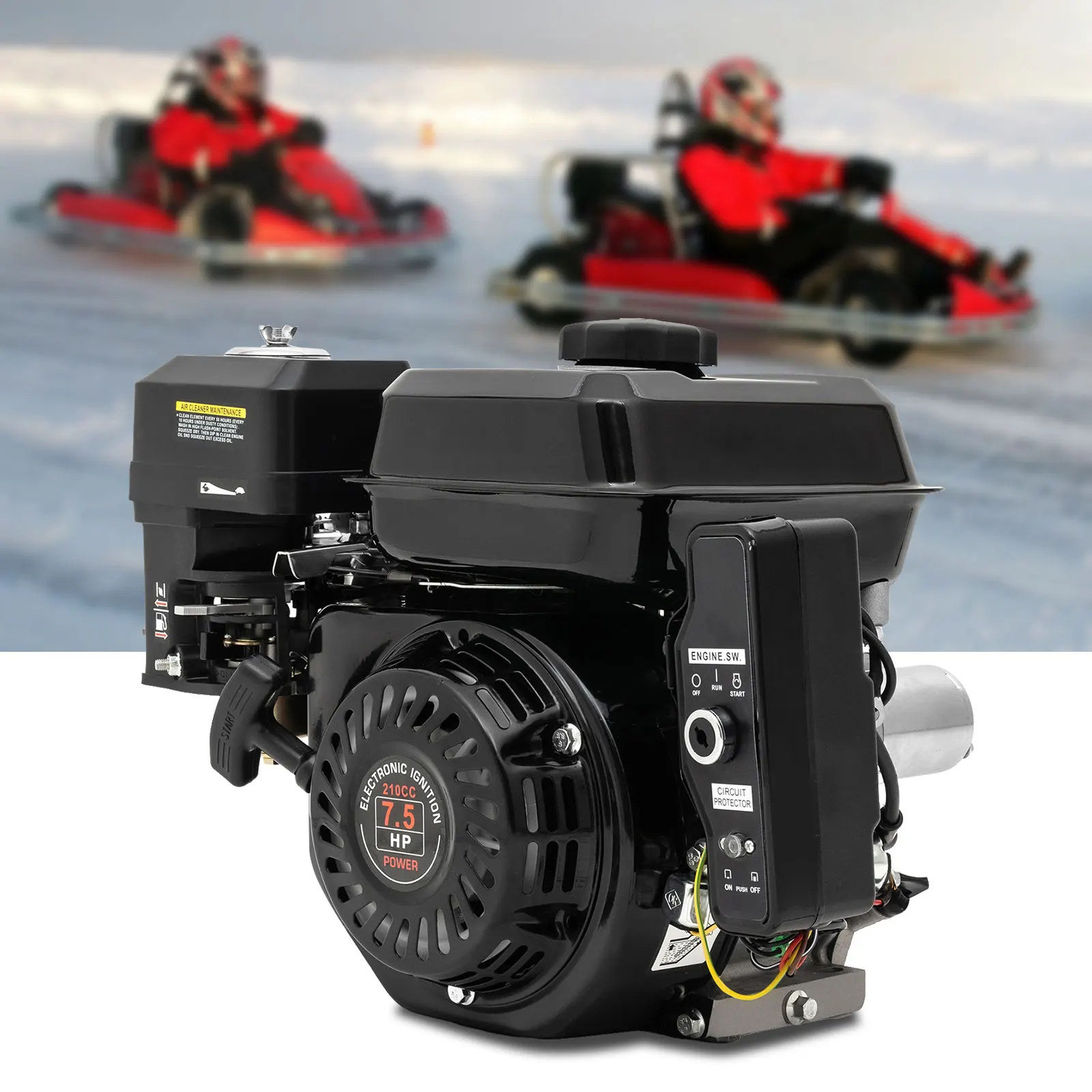 7.5HP 4Stroke Single Cylinder Air Cooling Gasoline Engine Gas Motor 210CC 3600rpm Air Cooling Pullstart Motor Applied To Go-Kart
7.5HP 4Stroke Single Cylinder Air Cooling Gasoline Engine Gas Motor 210CC 3600rpm Air Cooling Pullstart Motor Applied To Go-Kart