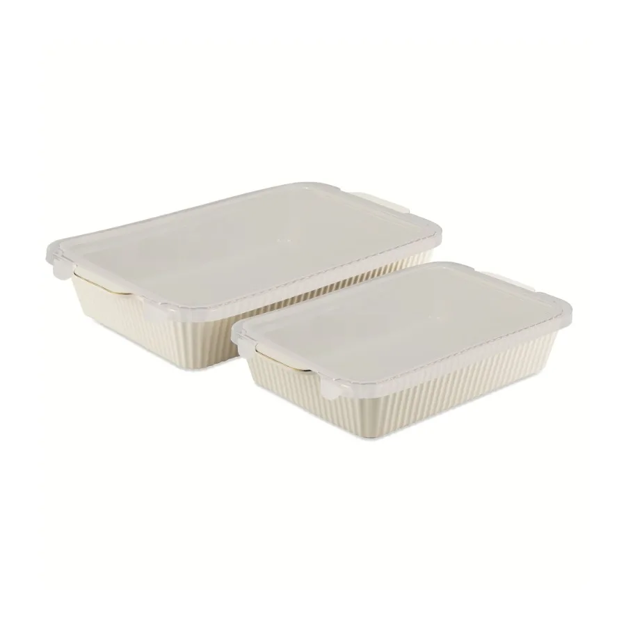 Thyme and Table 4-Piece Stoneware Casserole Dish Bakeware Set Includes Lids 9"x13" 7"x10" Bakers With Lids White Ribbed
Thyme and Table 4-Piece Stoneware Casserole Dish Bakeware Set Includes Lids 9"x13" 7"x10" Bakers With Lids White Ribbed