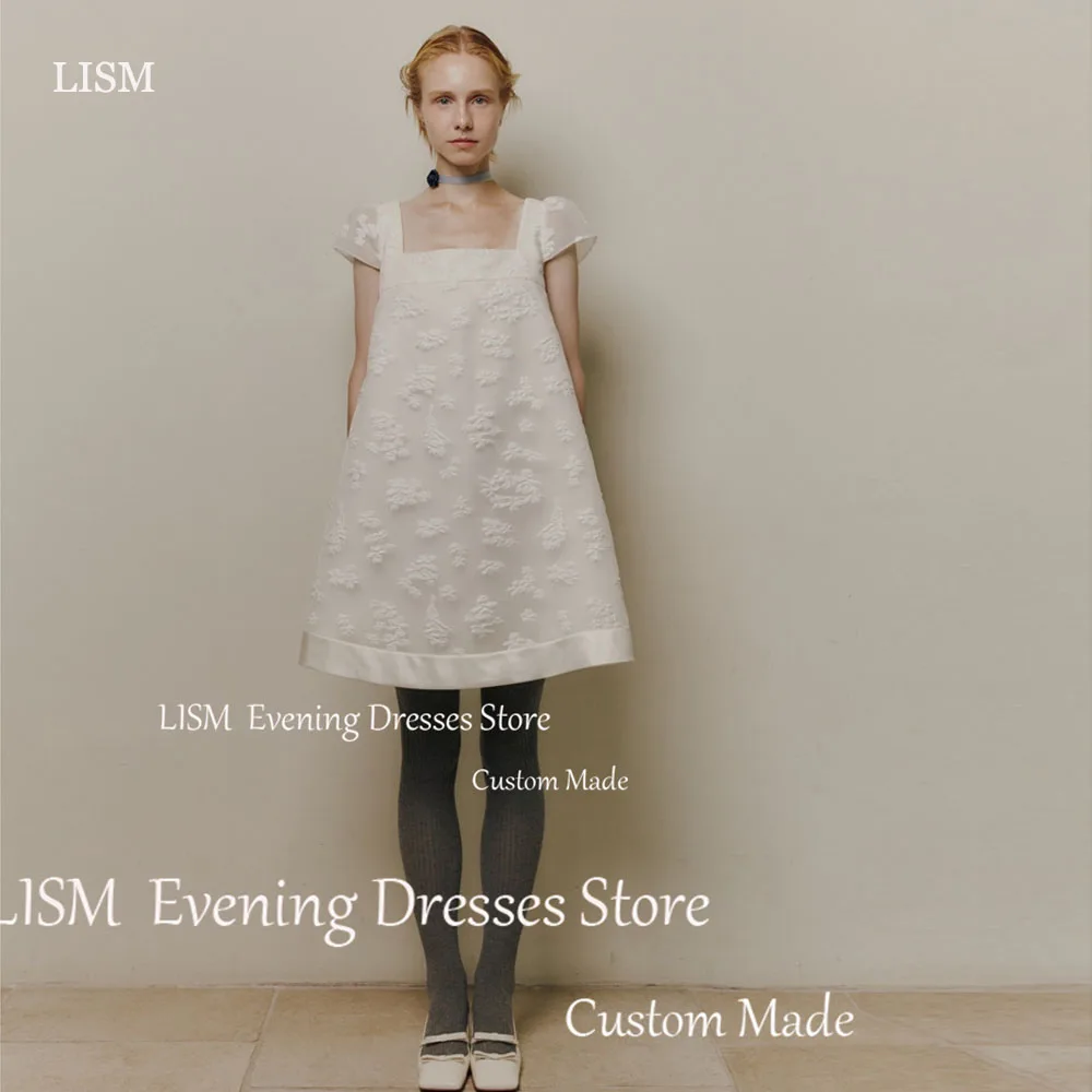 LISM Chic Square Neck Short Wedding Dresses Short Sleeve Lace Bridal Gowns Custom Backless Knee Length Beach Boho Bride Dress
LISM Chic Square Neck Short Wedding Dresses Short Sleeve Lace Bridal Gowns Custom Backless Knee Length Beach Boho Bride Dress