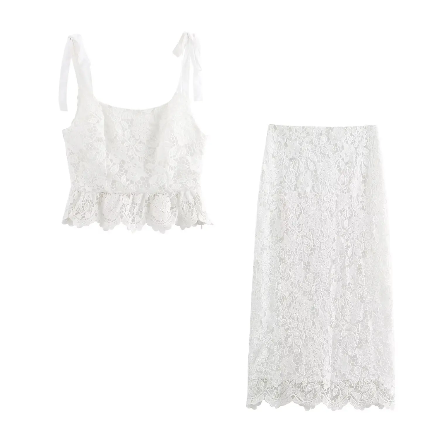 Summer Two Piece Skirt Women Vintage Crochet Tank Top Boho Hollow Out Beach Cover Up High Waist Mid Length Straight Lace Skirt
Summer Two Piece Skirt Women Vintage Crochet Tank Top Boho Hollow Out Beach Cover Up High Waist Mid Length Straight Lace Skirt