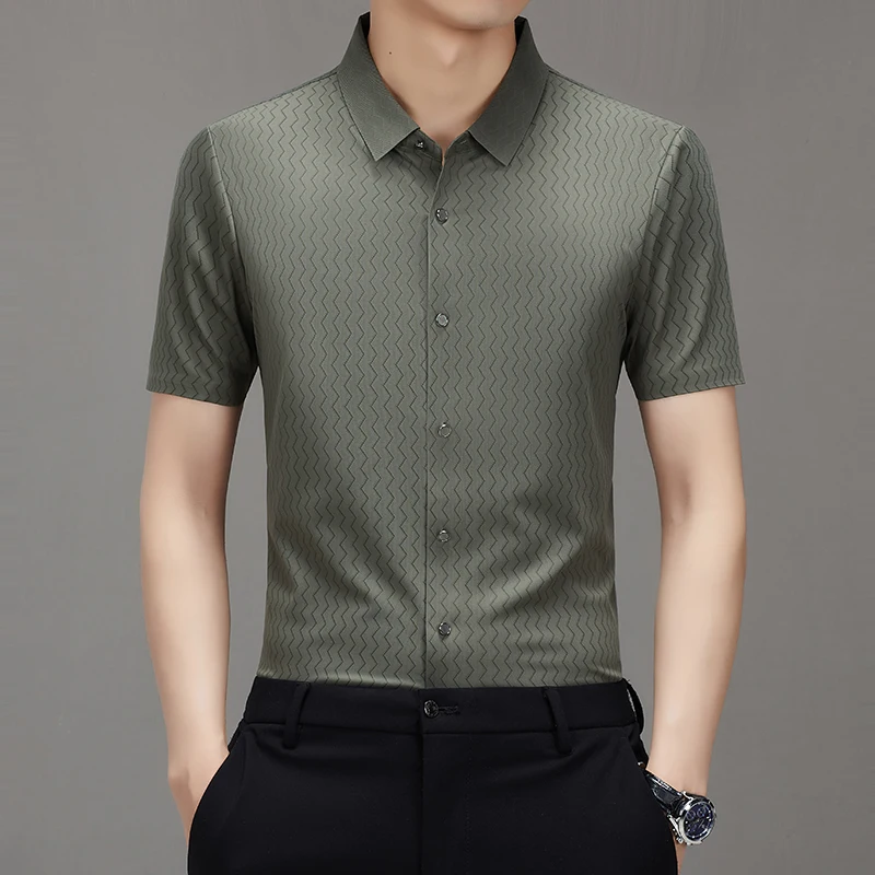Classic Silky Striped Shirts For Men Short Sleeve Business Casual Summer Quality Soft Comfortable Oversize 4XL Camisas De Hombre
Classic Silky Striped Shirts For Men Short Sleeve Business Casual Summer Quality Soft Comfortable Oversize 4XL Camisas De Hombre