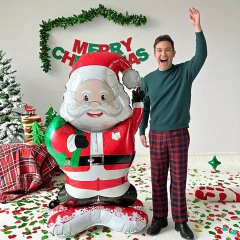 1/2pc Standing Santa Claus Foil Balloon, Christmas Decoration, Christmas Theme Party, Theme Holiday Party, New Year Party Family