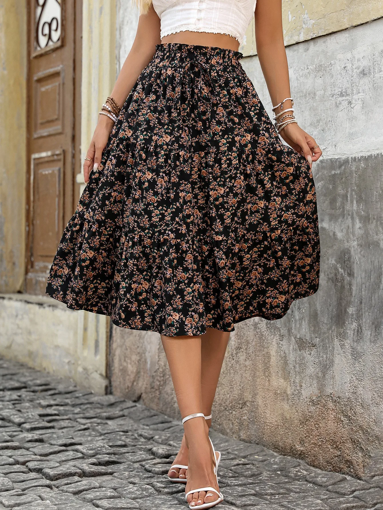 Summer Women Long Skirt Floral Print Tiered Ruffle Skirts High Waist Black Floral Red Floral White Floral Yellow Floral Midi
Summer Women Long Skirt Floral Print Tiered Ruffle Skirts High Waist Black Floral Red Floral White Floral Yellow Floral Midi