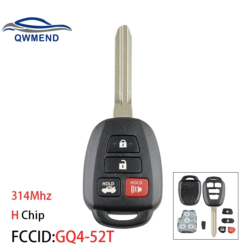 QWMEND GQ4-52T Car Remote Key for Toyota RAV4 Highlander 2014-2018 Replacement Car Key Fob GQ452T 314Mhz G Chip or H Chip
QWMEND GQ4-52T Car Remote Key for Toyota RAV4 Highlander 2014-2018 Replacement Car Key Fob GQ452T 314Mhz G Chip or H Chip
