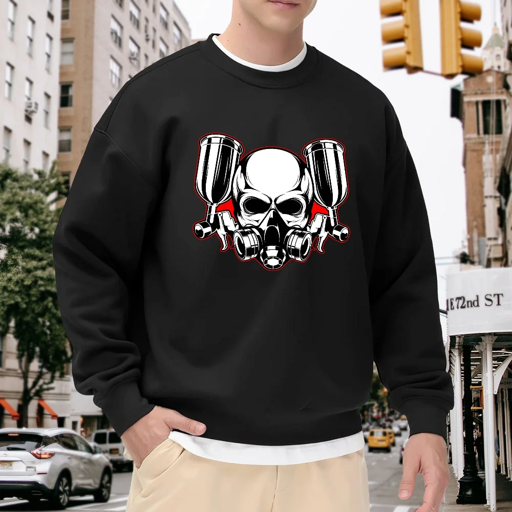 Men's Black Crew Neck Pullover Sweatshirt with Skull Print, Street Style Top, Loose Fit, Casual and Versatile, Comfortable and Soft Trendy Item
Men's Black Crew Neck Pullover Sweatshirt with Skull Print, Street Style Top, Loose Fit, Casual and Versatile, Comfortable and Soft Trendy Item