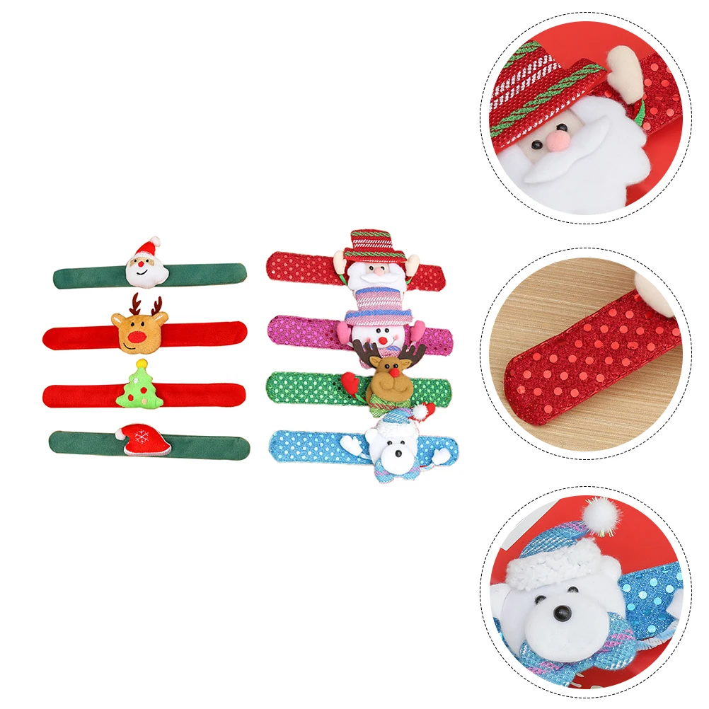 8 Pcs Glowing Pat Ring Bracelet Christmas Wristbands Exquisite Slap Bracelets Practical Christmas-themed Cloth Novel 
8 Pcs Glowing Pat Ring Bracelet Christmas Wristbands Exquisite Slap Bracelets Practical Christmas-themed Cloth Novel