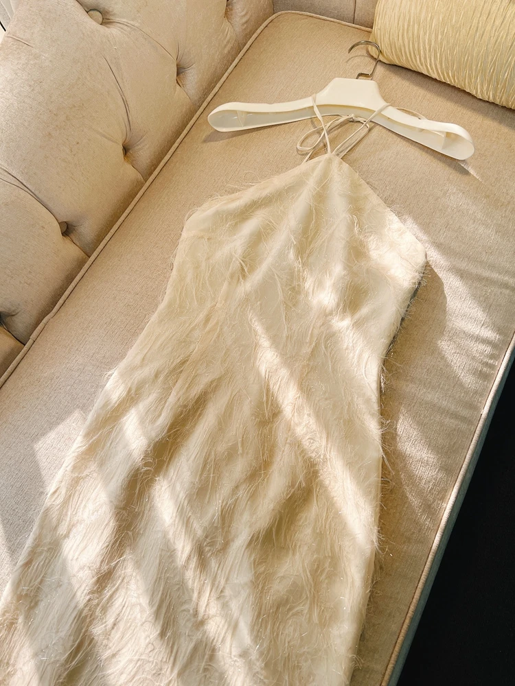 Ele Pure Desire High-End Fringed Evening Gown with Side Slit And Hanging Ne Strap Long Dr for Women Spring Summer
Ele Pure Desire High-End Fringed Evening Gown with Side Slit And Hanging Ne Strap Long Dr for Women Spring Summer