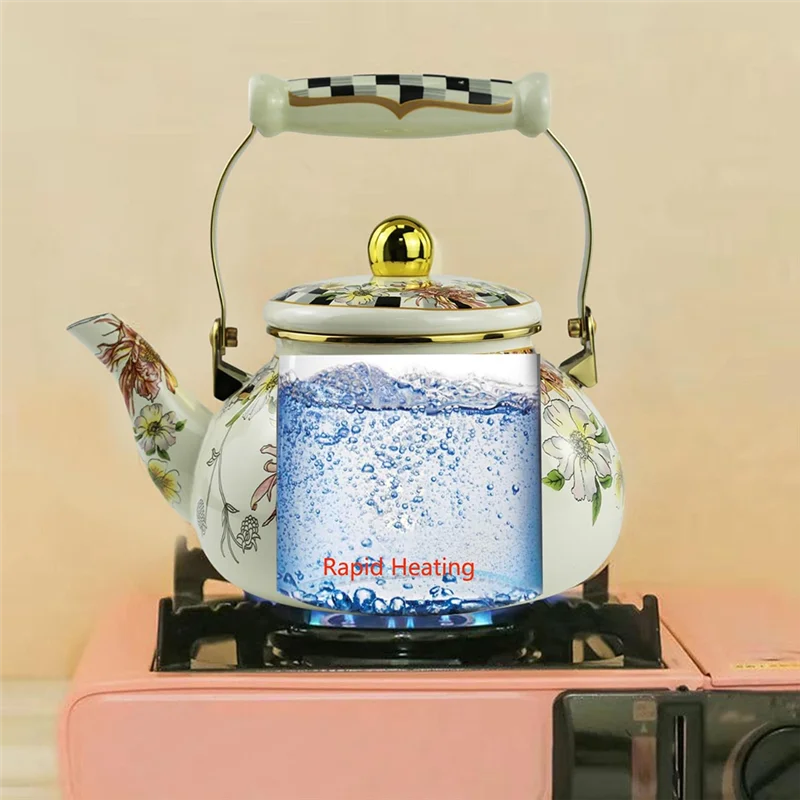 【HAPPYH】Floral Enamel Tea Kettle Pot For Stovetop Porcelain Teapot Hot Water Coffee Kettle Kitchen Decor
【HAPPYH】Floral Enamel Tea Kettle Pot For Stovetop Porcelain Teapot Hot Water Coffee Kettle Kitchen Decor
