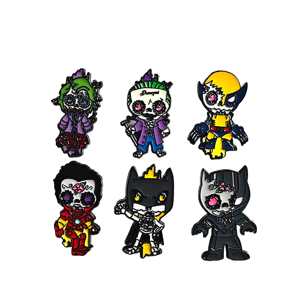 6pcs Superhero Metal Lapel Pins Set Wolfman Joker Day of the dead Enamel Brooches Cartoon Anime Badges for Clothing Jewelry
6pcs Superhero Metal Lapel Pins Set Wolfman Joker Day of the dead Enamel Brooches Cartoon Anime Badges for Clothing Jewelry
