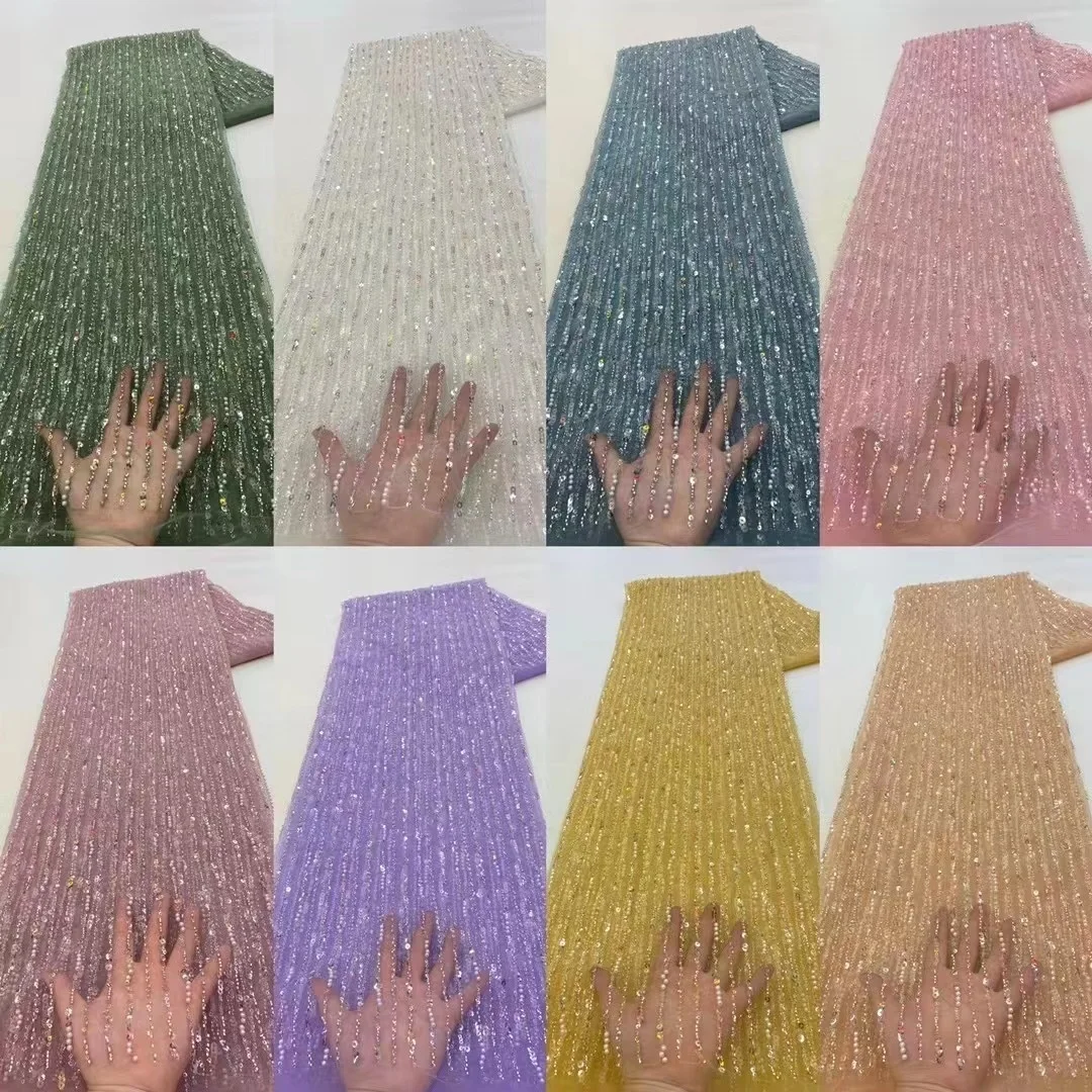 Luxurious Sequence Lace Fabrics Nigeria Mesh Beads Lace African Lace Fabric With Sequins 3D Beaded Material For Wedding Dresses
Luxurious Sequence Lace Fabrics Nigeria Mesh Beads Lace African Lace Fabric With Sequins 3D Beaded Material For Wedding Dresses