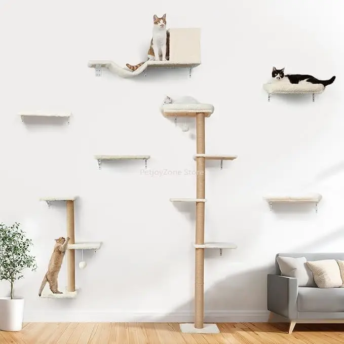 FUKUMARU Cat Wall Shelves, 7-in-1 Cat Furniture Set, Wooden Climbing Wall With Scratching Posts, Fits 16 Inch Drywall
FUKUMARU Cat Wall Shelves, 7-in-1 Cat Furniture Set, Wooden Climbing Wall With Scratching Posts, Fits 16 Inch Drywall
