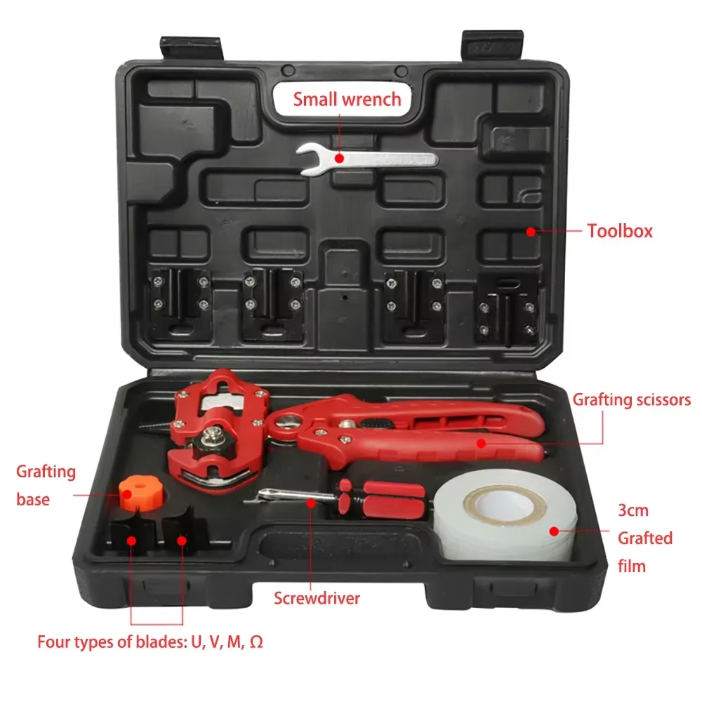 Multi-Function Garden Grafting Tool Kit Seedling Fruit Tree Pruning Shears Farming Grafting Machine with Tool Box
Multi-Function Garden Grafting Tool Kit Seedling Fruit Tree Pruning Shears Farming Grafting Machine with Tool Box